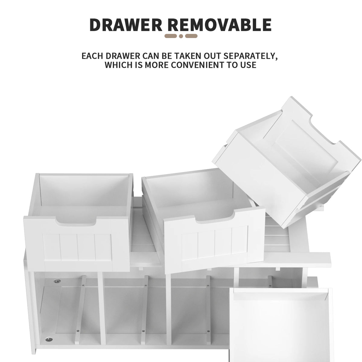 4 Drawer Bathroom Storage Cabinet 30x30x82cm White MDF Freestanding for Bathroom Bedroom Hallway