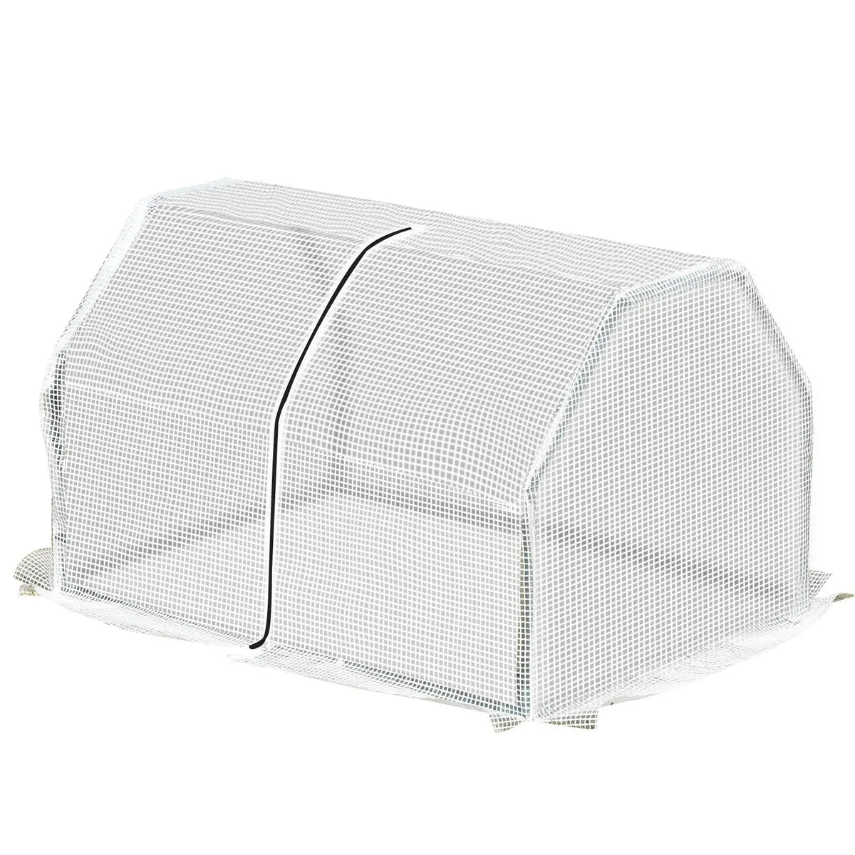 Mini Greenhouse 99x71x60cm White PVC Cover Steel Frame Zip Door for Balcony Patio Outdoor Planting