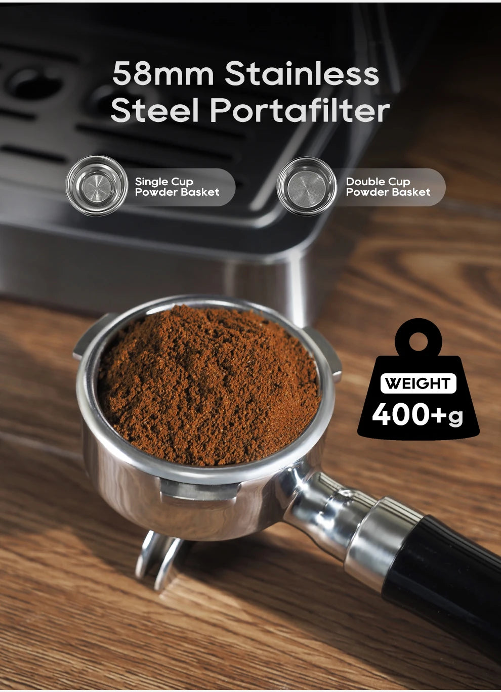 Espresso Coffee Machine with 58mm Portafilter Adjustable Temperature Pre Brewing Cappuccino Maker