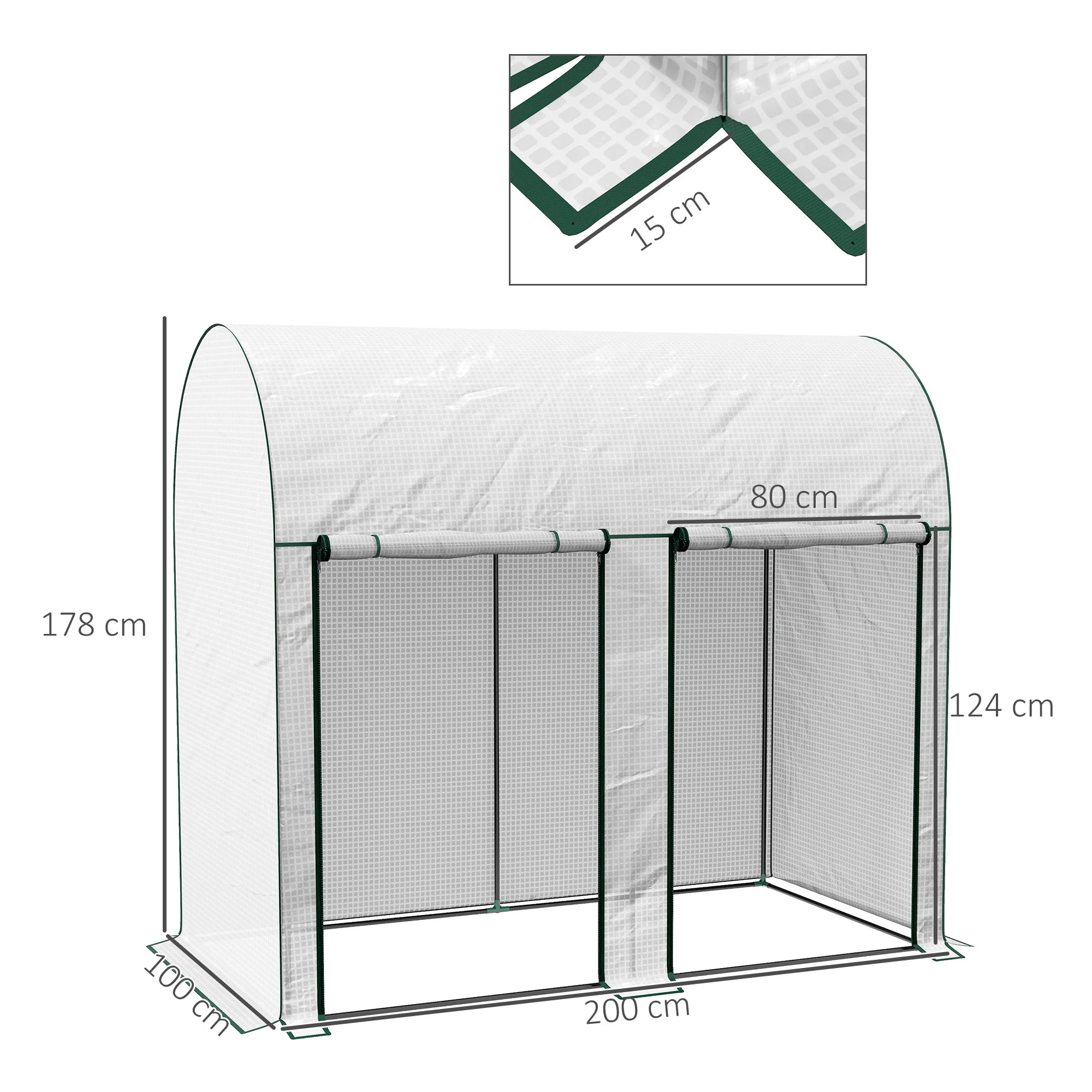 Walk-In Greenhouse with Zipped Roll-Up Doors Arched Top and Plastic Cover for Tomatoes and Climbing Plants