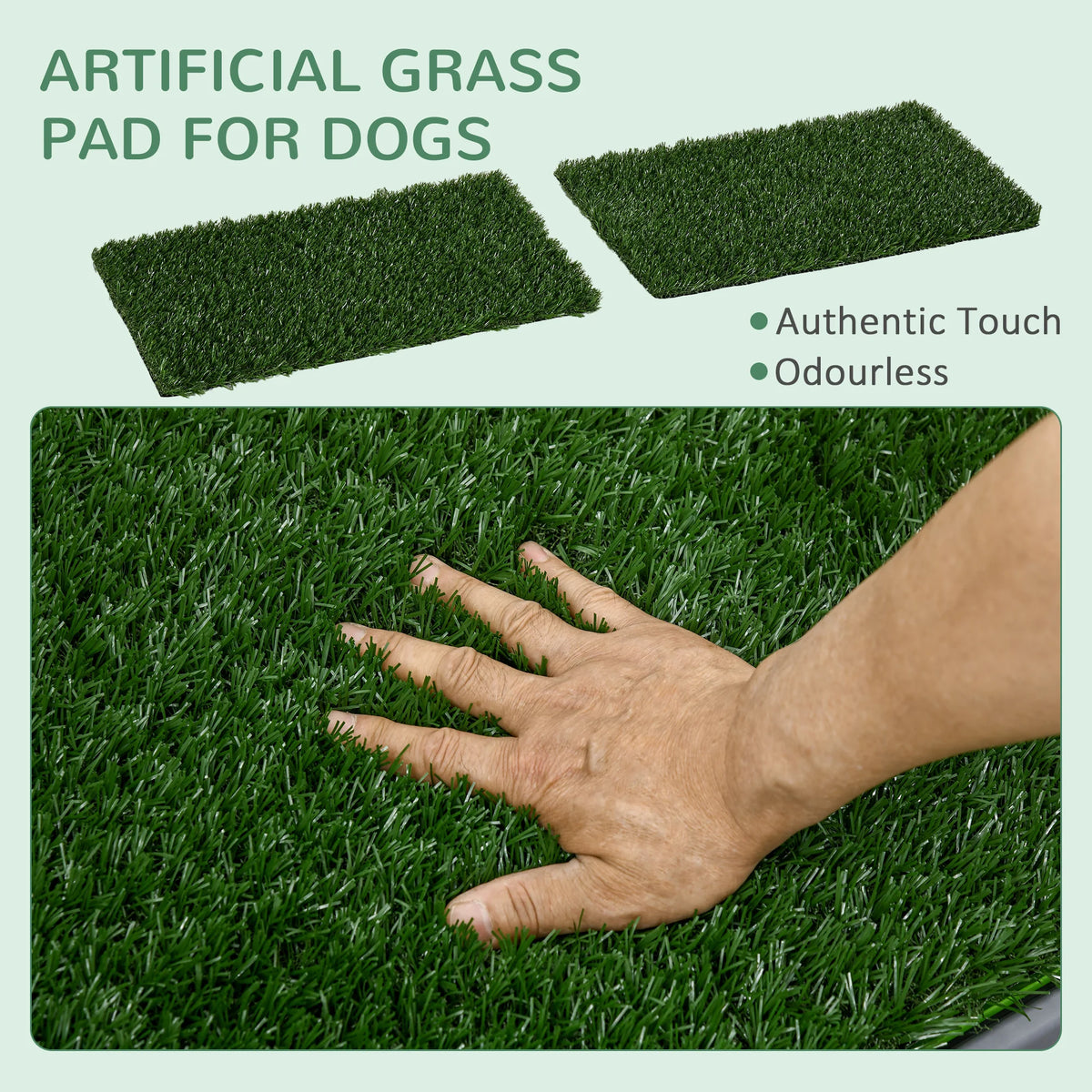 Dog Toilet with 2 Artificial Grass Pads 67x41cm Indoor Puppy Potty Tray with Drainage Holes Green