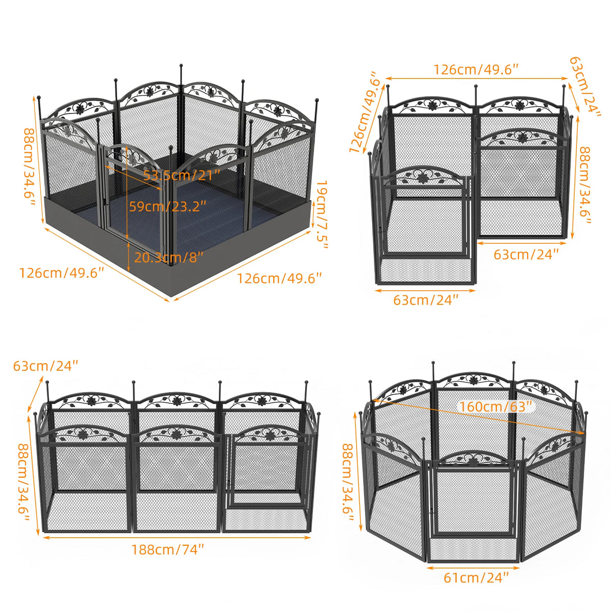 BINGOPAW 8 Panel DIY Heavy Duty Dog Playpen 126x126x88cm Waterproof Pad for Whelping Training Puppies