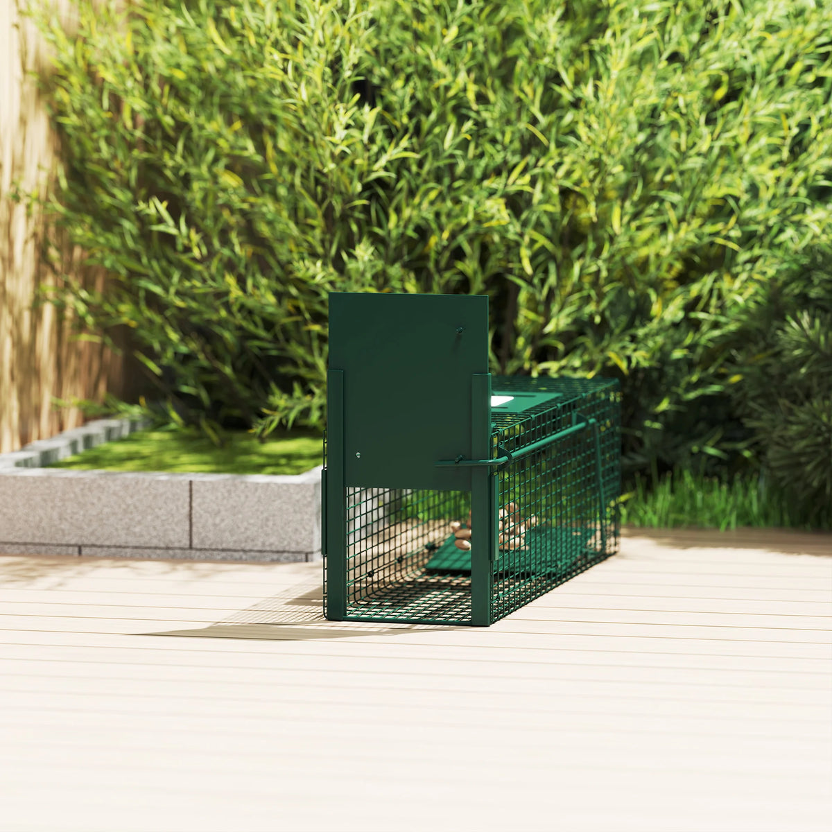 Single Door Rat Trap, Metal Cage Trap for Mice & Small Animals, Outdoor/Indoor, 60 x 18 x 20cm, Dark Green