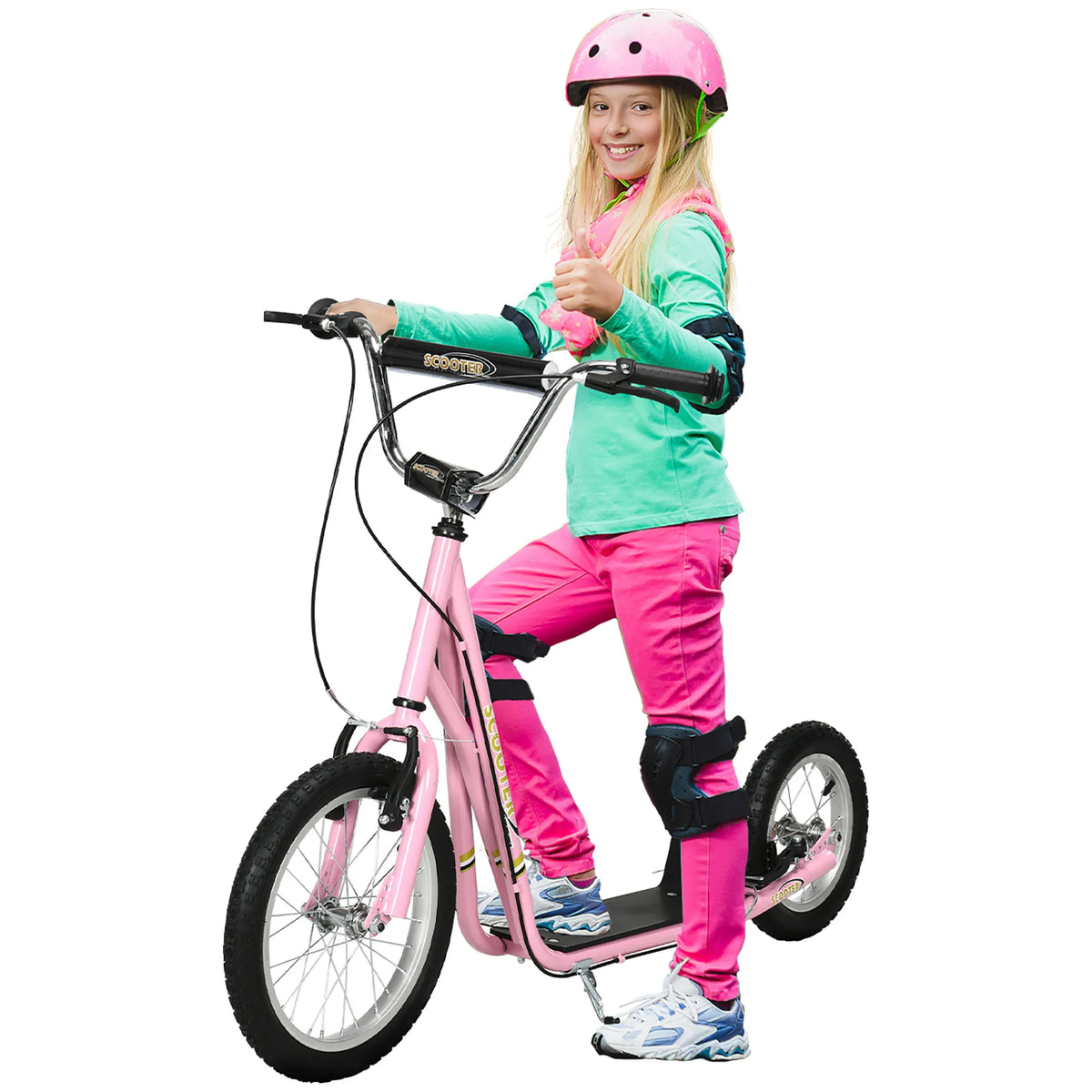 Teen Scooter Adjustable Height Dual Brakes Rubber Wheels Kickstand
