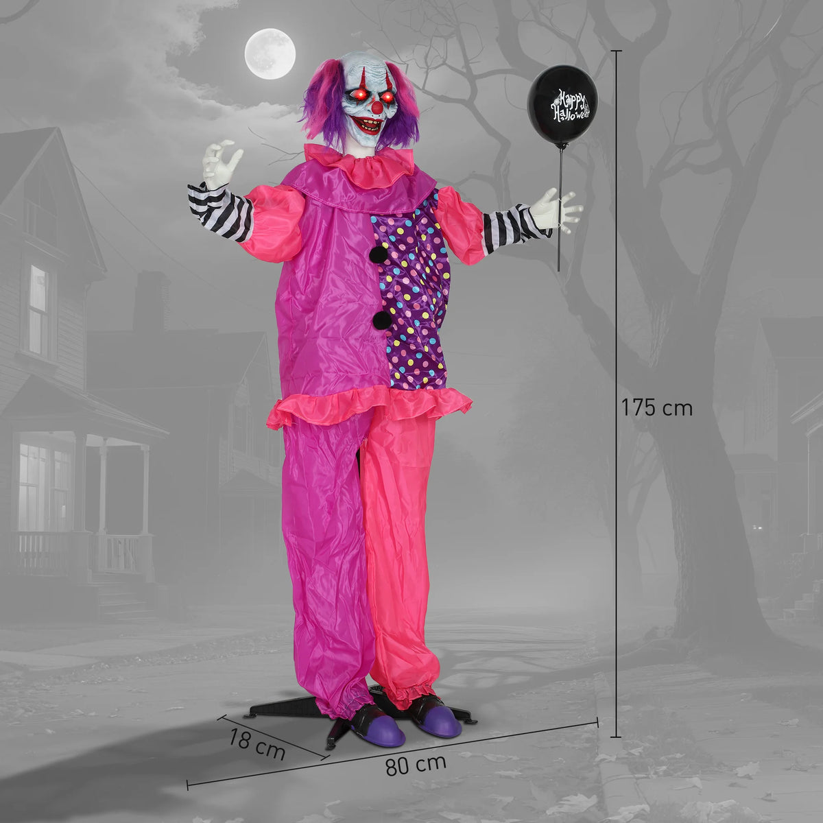 Red glowing eyes on a Halloween clown prop