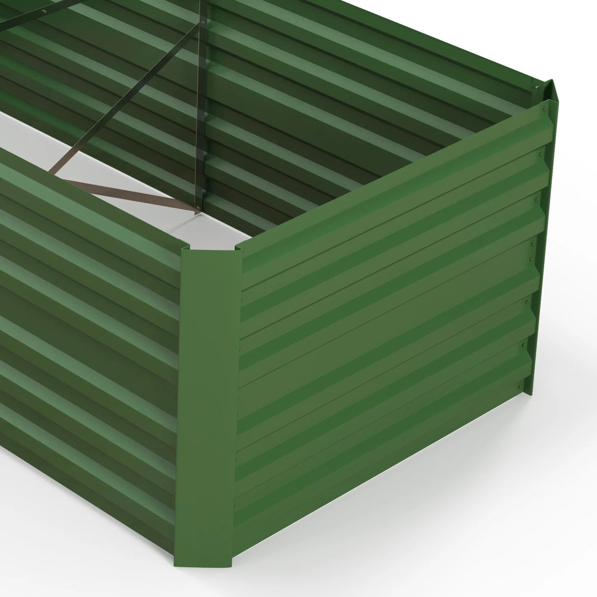 Galvanised Steel Outdoor Raised Bed with Reinforced Rods, Green