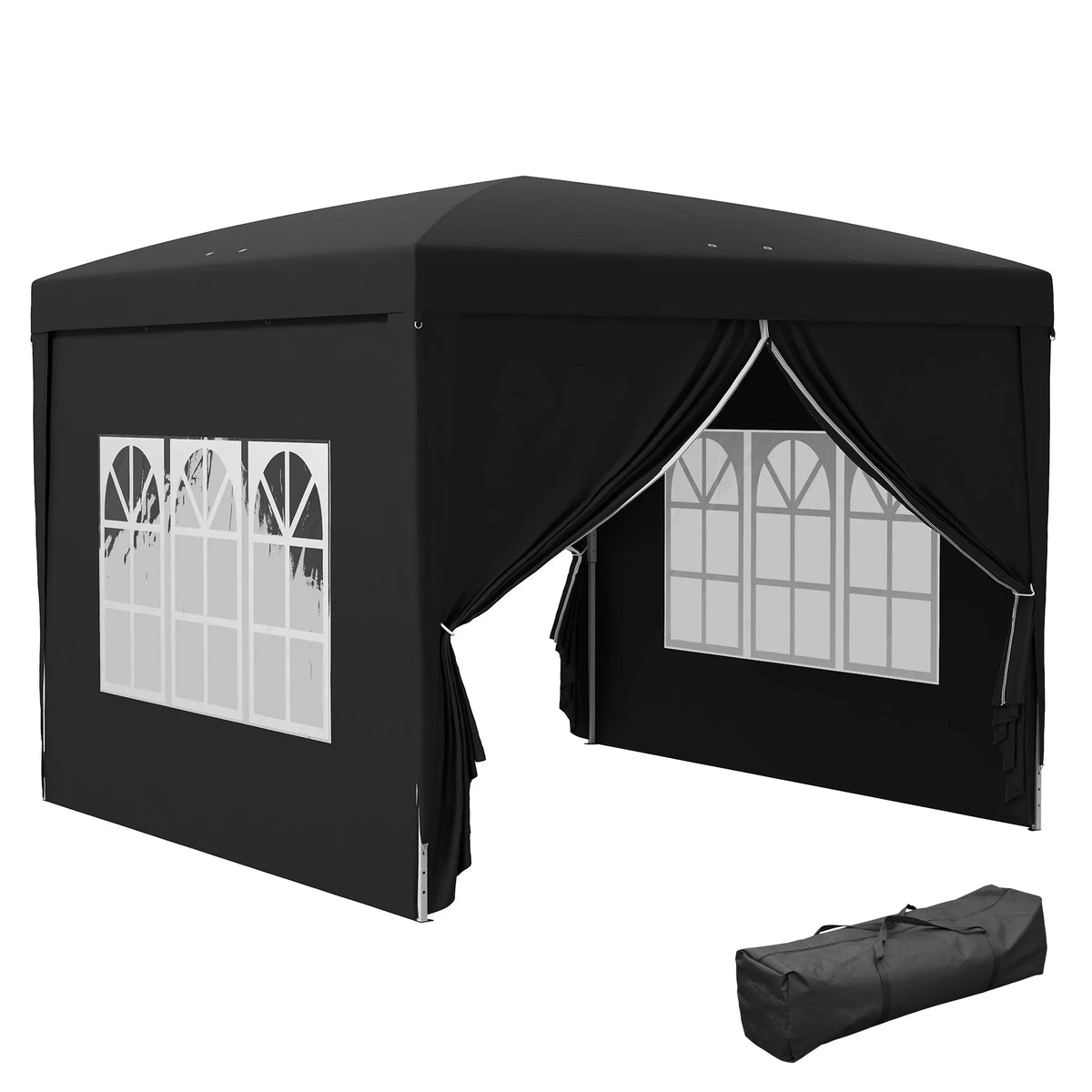 Pop Up Gazebo 3x3m with 2 Removable Walls Water and UV Resistant Powder Coated Steel Guy Ropes and Carry Bag