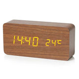Niditon Wooden LED Alarm Clock | Digital Desk Clock with Temperature Display & 3 Alarms