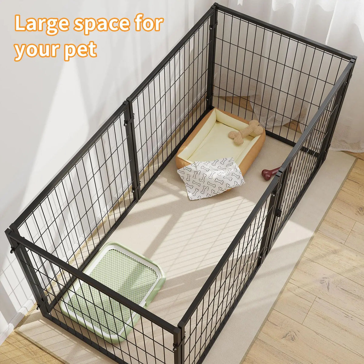 Metal Dog Crate 48x24x24in Rust Proof Bite Proof Playpen for Medium Large Dogs Indoor Outdoor