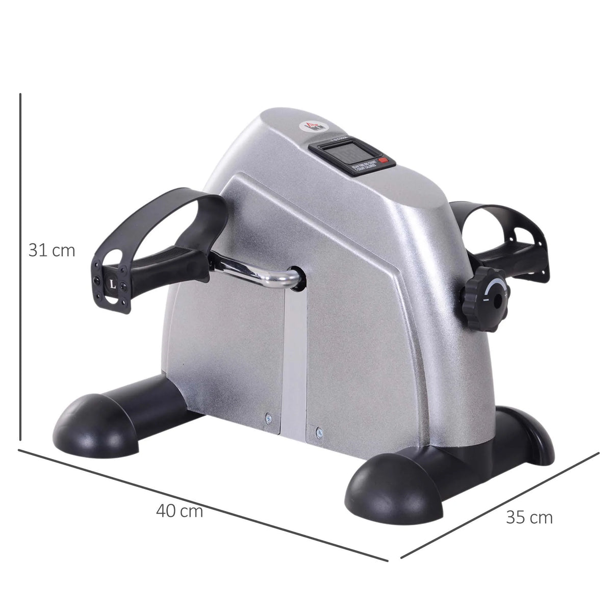 Mini Exercise Bike with LCD Display, Under Desk Pedal Exerciser, Silver