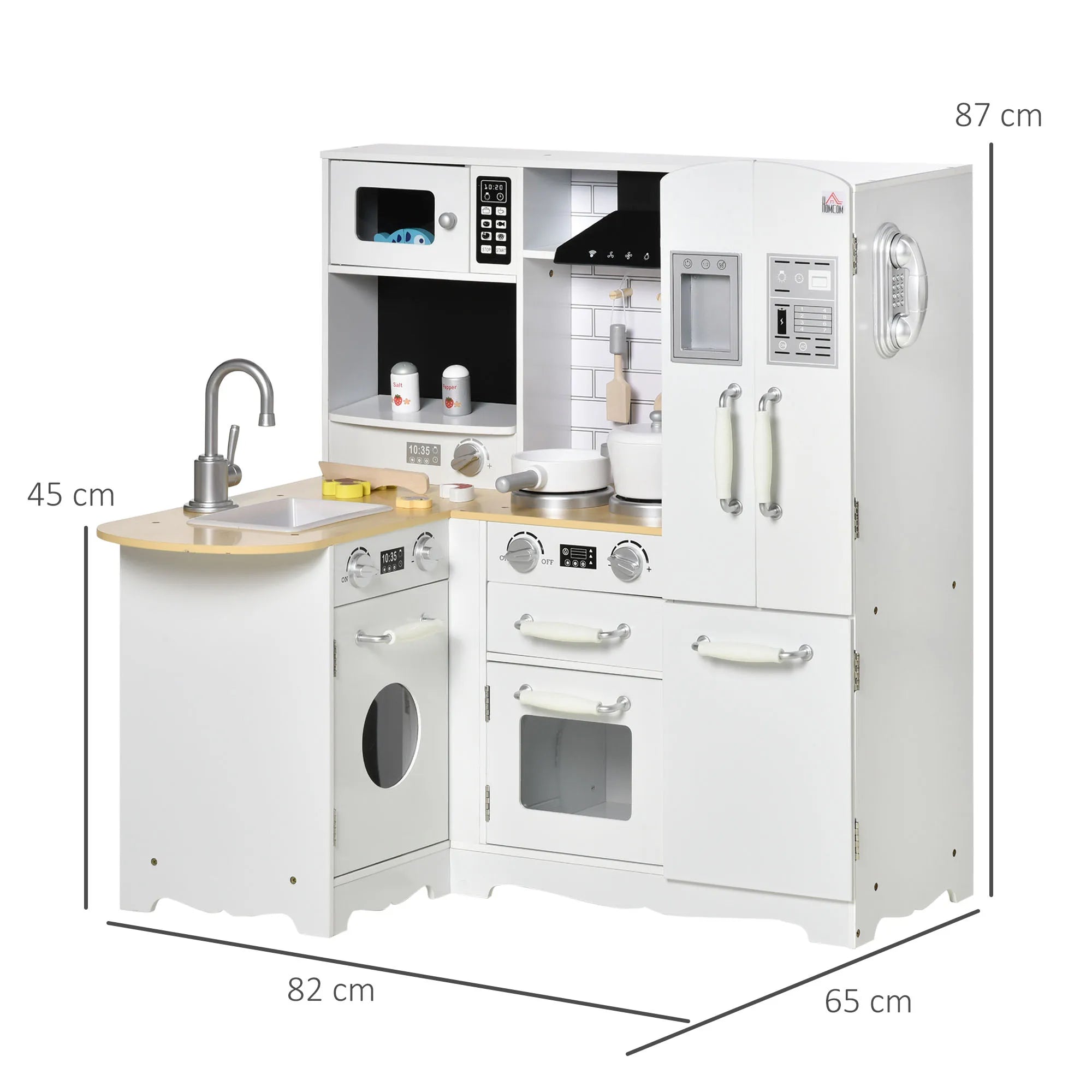 Kids Kitchen Playset with Full Accessories | White Toy Kitchen Set for Ages 3–6