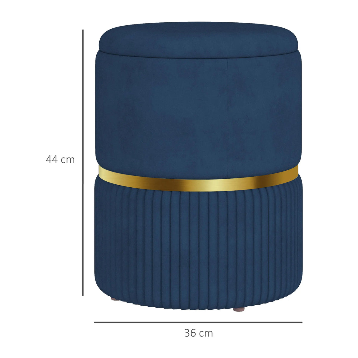 Round Storage Pouffe with Cushioned Top, Velvet-Feel Footstool with Hidden Storage