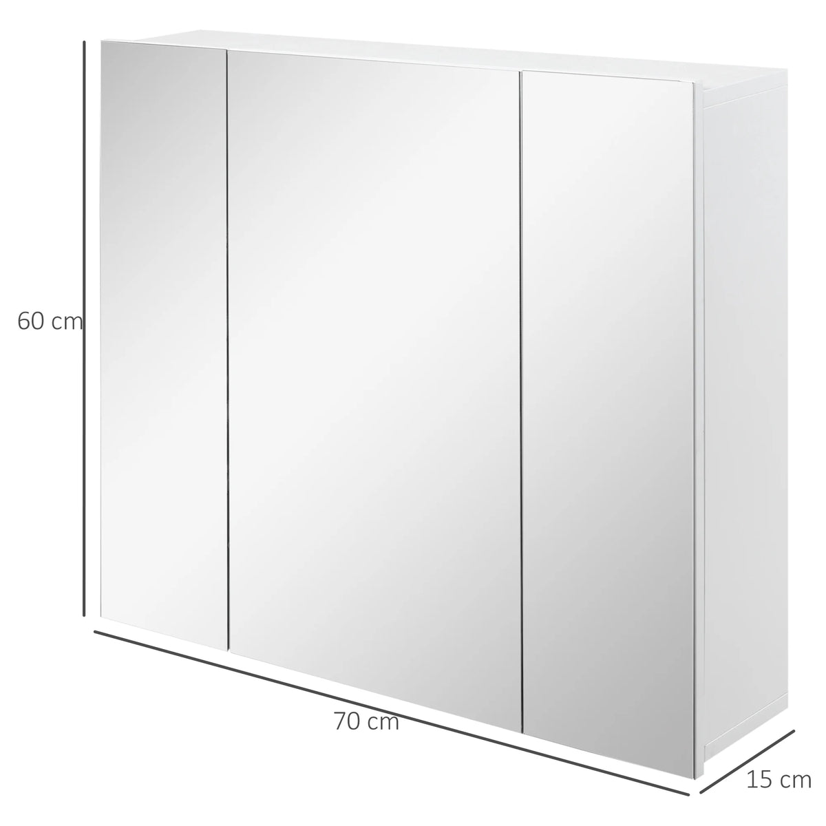 Bathroom Mirror Cabinet Wall-Mounted Storage Organiser with Door, White