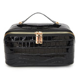 PU Leather Makeup Bag Multi Compartment Cosmetic Organizer Travel Toiletry Bag