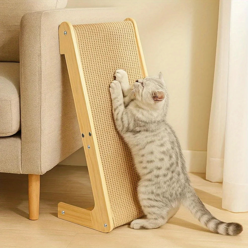 L Shaped Sisal Cat Scratcher 69cm Dual Use Scratch Pad and Lounger for Indoor Cats Playing and Relaxing