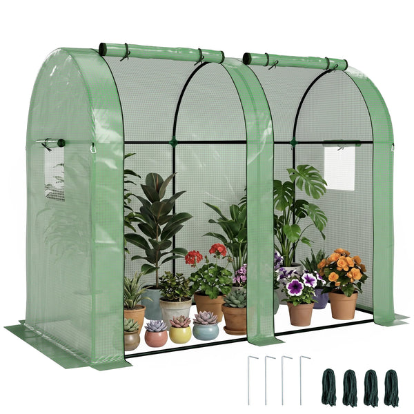 Tomato Greenhouse with 2 Roll-Up Doors, Portable Grow House, 185 x 94 x 150 cm
