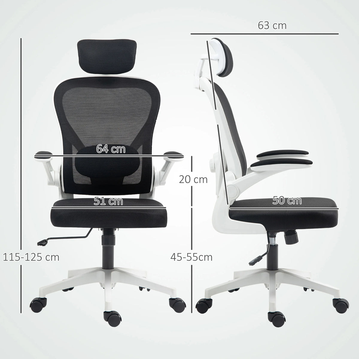 Ergonomic Mesh Office Chair with Adjustable Headrest and Lumbar Support, Black