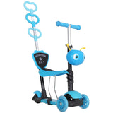 5 in 1 Kids Kick Scooter with Seat Adjustable 3 Wheel Ride On Walker