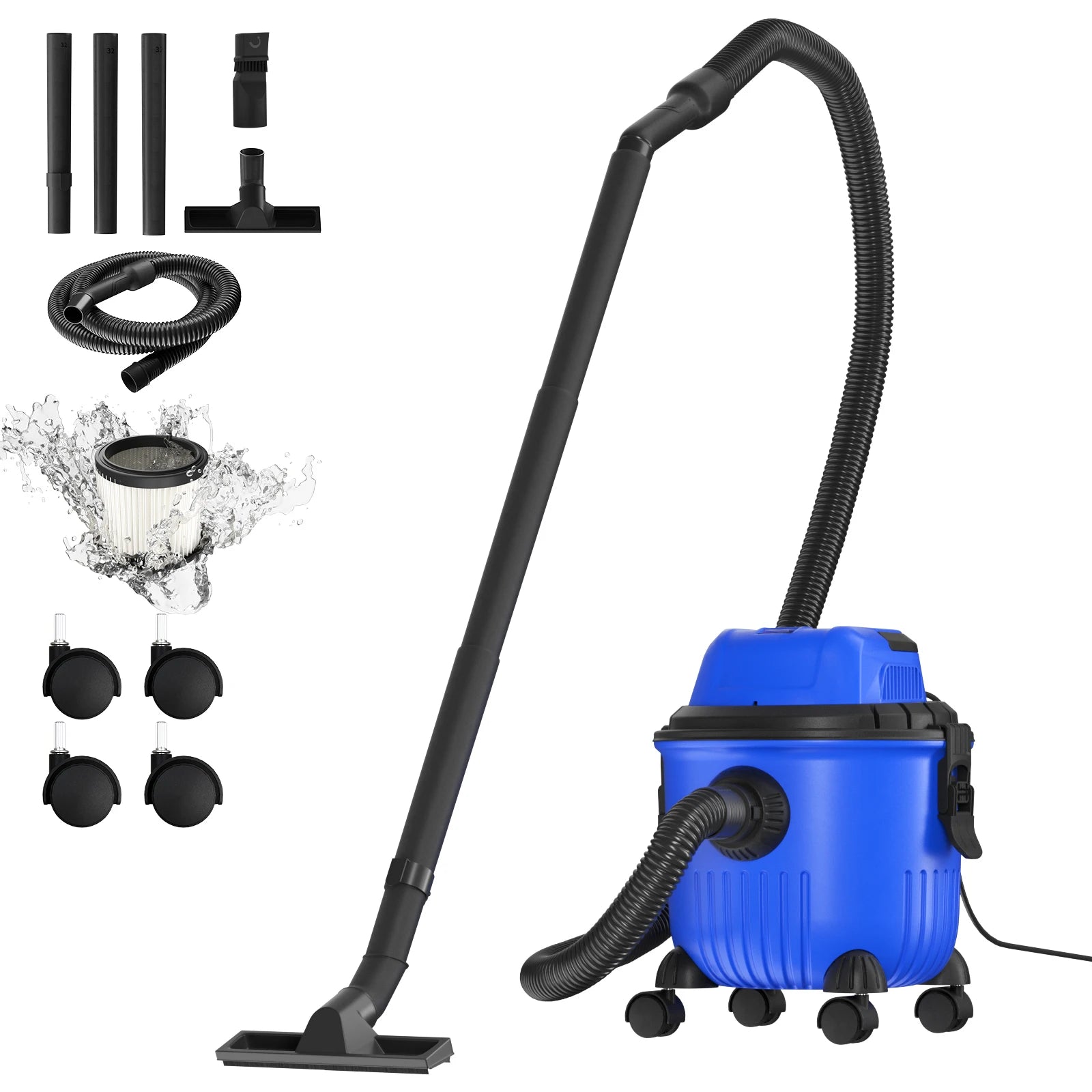3-in-1 Wet and Dry Vacuum Cleaner 2000W 15L Tank Blow Function Indoor Outdoor Home Garage Use