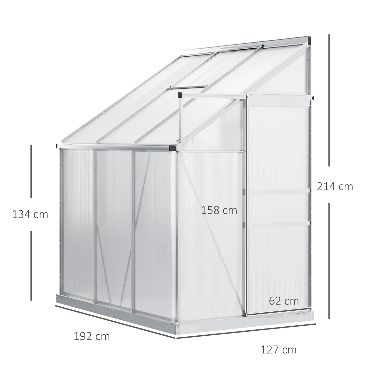6 X 4ft Lean to Polycarbonate Greenhouse for Garden W/ Adjustable Roof Vent