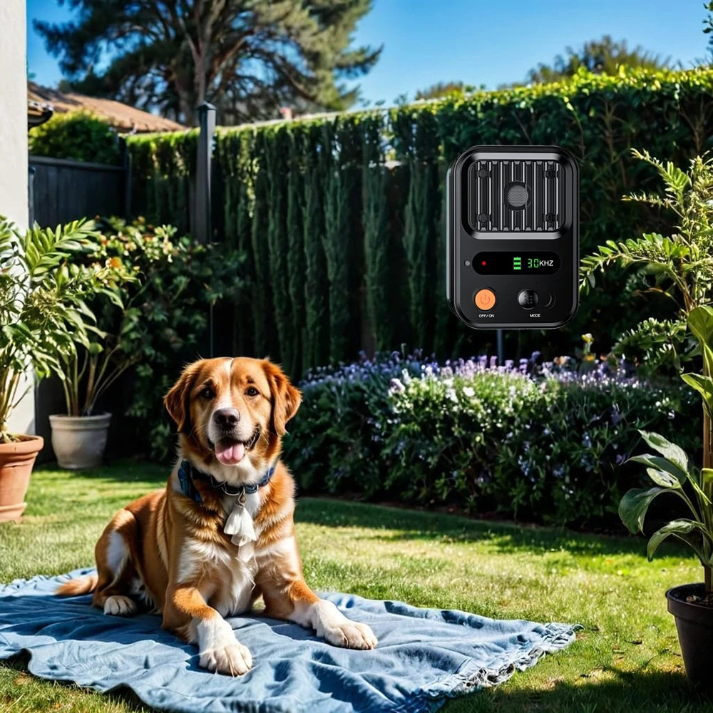 Ultrasonic Anti Barking Device Rechargeable Bark Deterrent 3 Frequency Modes IP54 Waterproof Indoor Outdoor