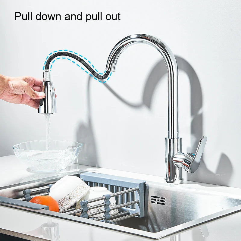 Pull-Out Kitchen Faucet – Single Handle Hot & Cold Water