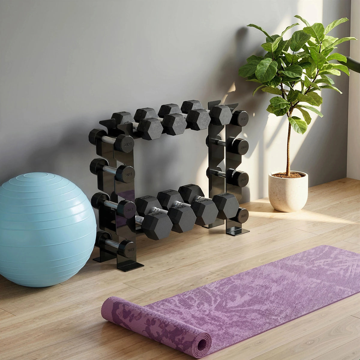 4-Tier Steel Dumbbell Rack, 200kg Capacity, Black