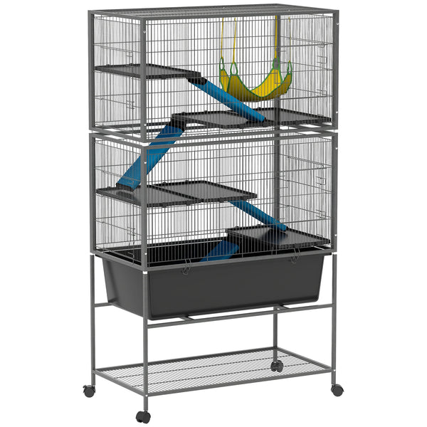 5 Level Rolling Small Animal Cage with Cloth Covered Ramps 16cm Deep Base and 1.2cm Bar Spacing