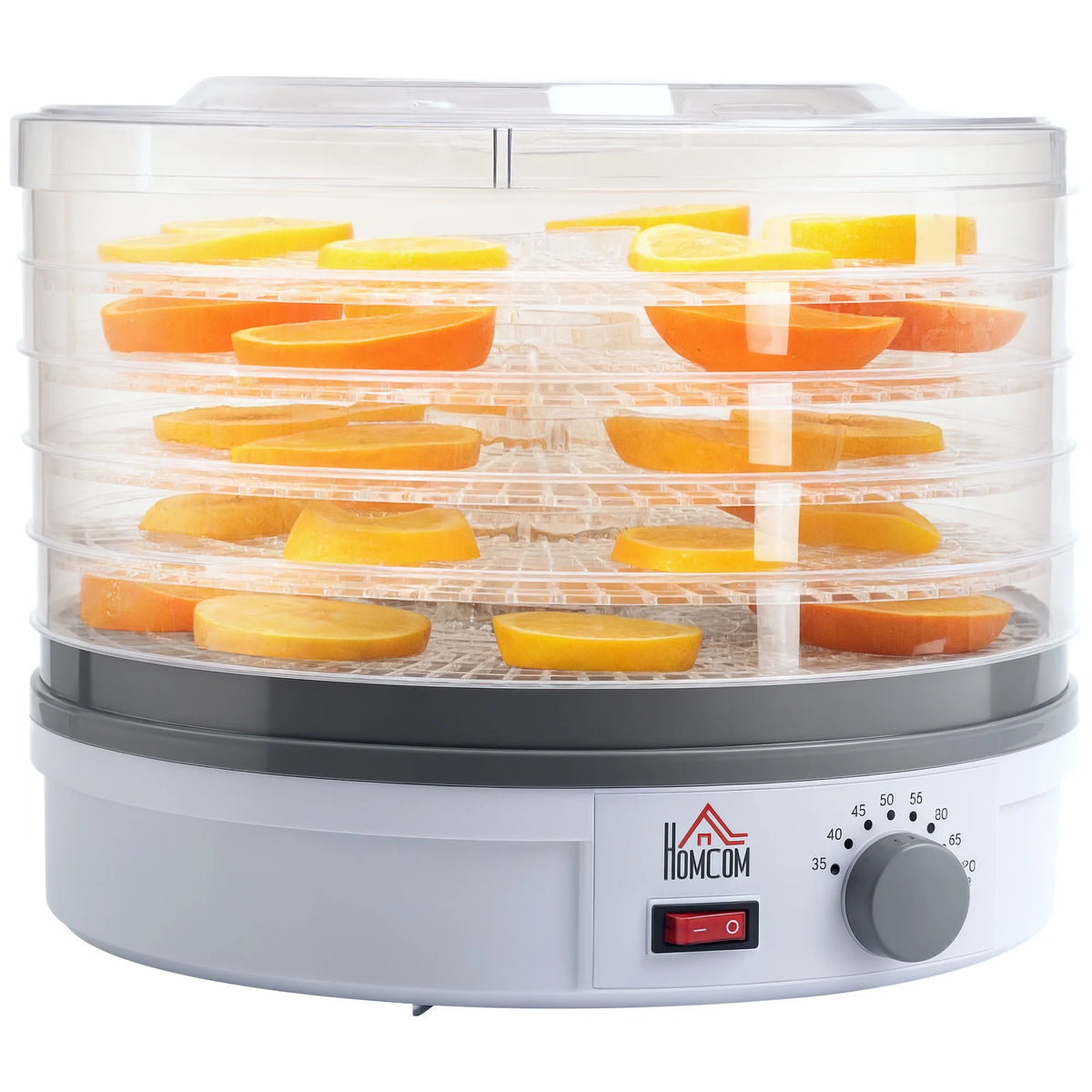 5-Tier Food Dehydrator with Adjustable Temperature, 245W, White