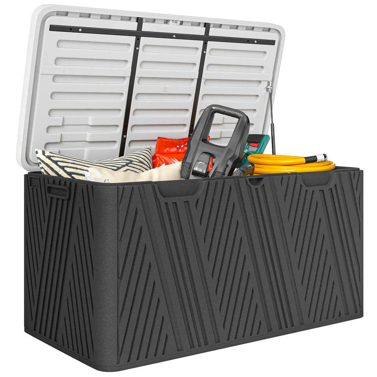 Garden Storage Box 380L Waterproof Two Layer HDPE with Gas Strut Lid and Lockable Option Outdoor