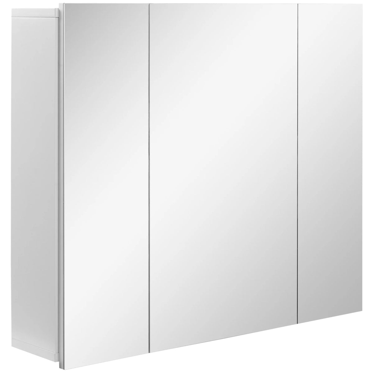 Bathroom Mirror Cabinet Wall-Mounted Storage Organiser with Door, White