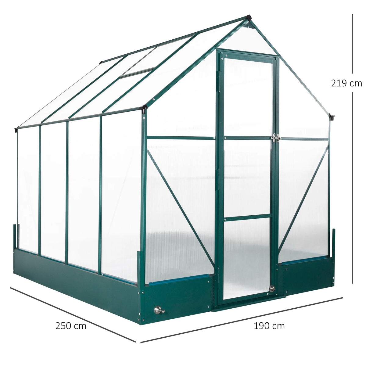 6x8 FT Polycarbonate Greenhouse with Base and Raised Bed, Walk-in Greenhouse with Aluminium Frame