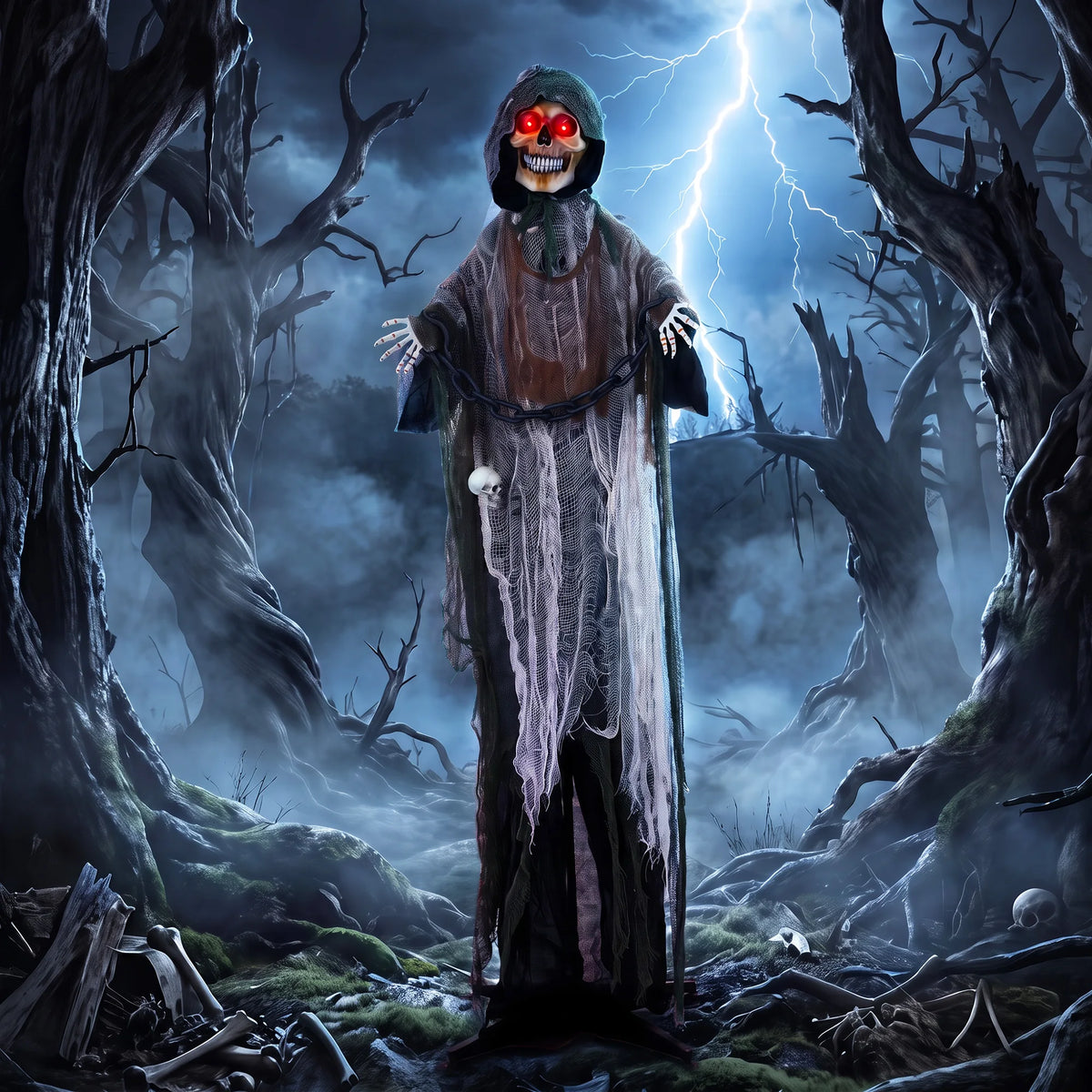 170cm Animated Chained Grim Reaper Halloween Prop