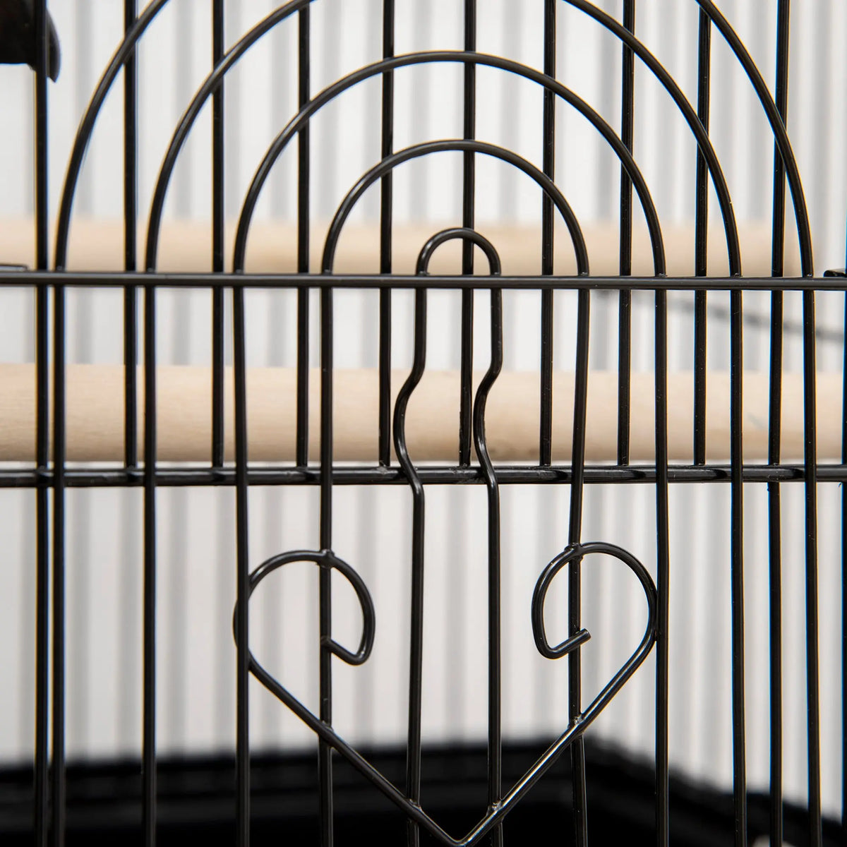 Metal Bird Cage with Stand, Wheels, Perches and Feeders for Finches and Canaries, Black
