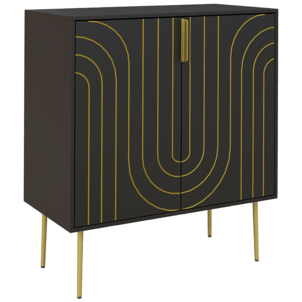 Freestanding Storage Cabinet with Adjustable Shelf for Living Room, Black