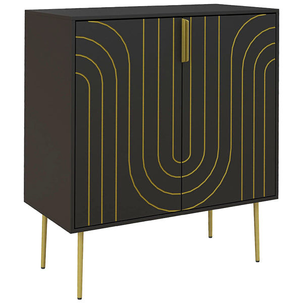 Freestanding Storage Cabinet with Adjustable Shelf for Living Room, Black