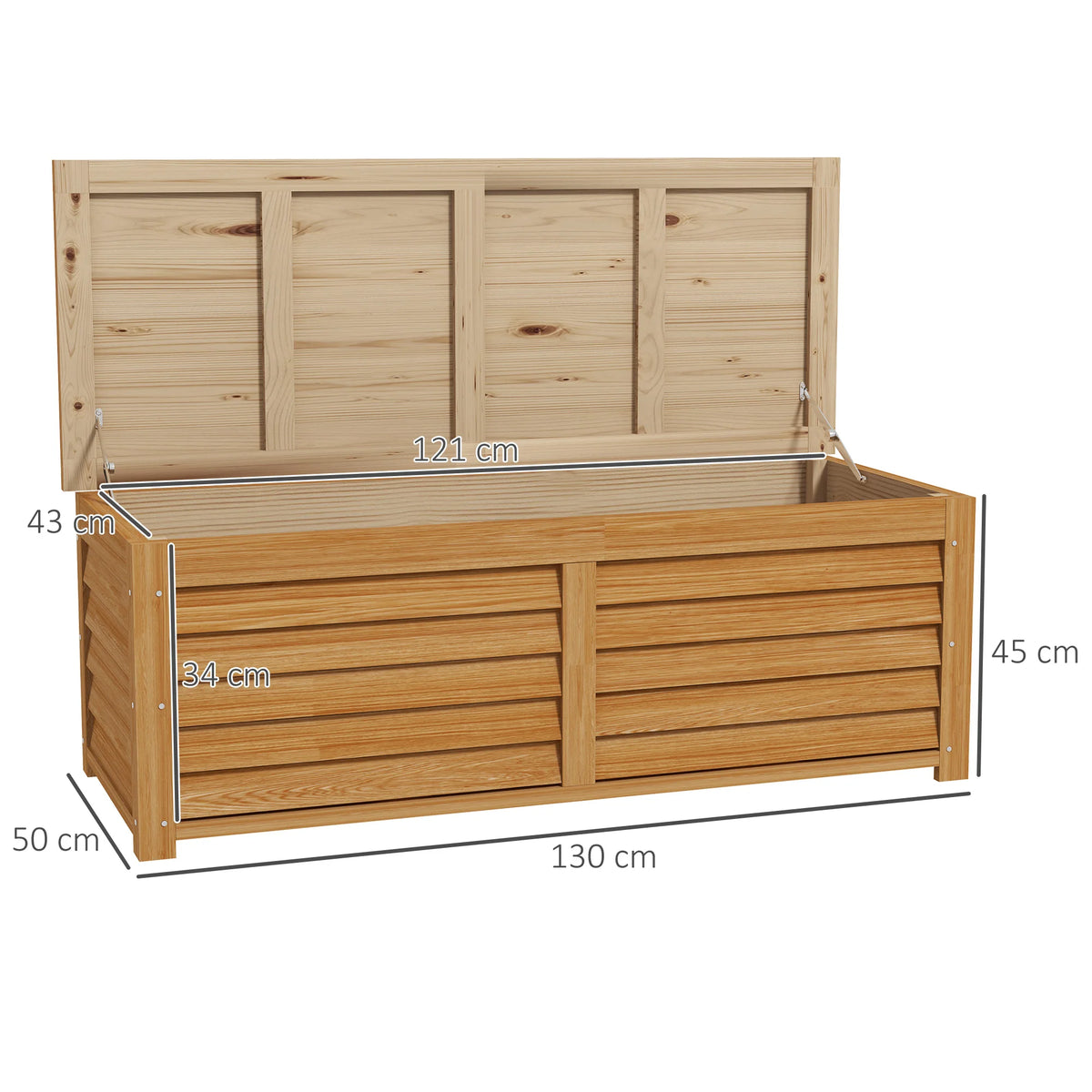 292L Wooden Garden Storage Box, Outdoor Deck Box for Patio and Poolside, Light Brown