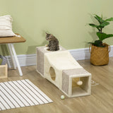 Cat Tunnel Play Tube with Scratching Posts & Hanging Toy, Indoor Pet Activity Tunnel for Cats & Small Pets