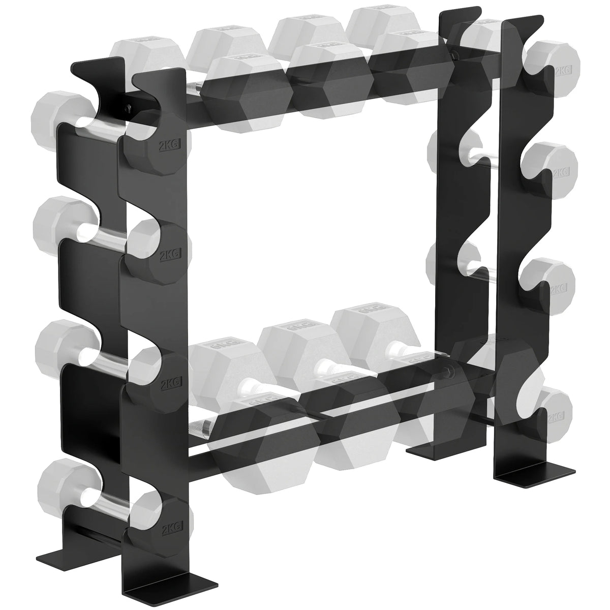 4-Tier Steel Dumbbell Rack, 200kg Capacity, Black