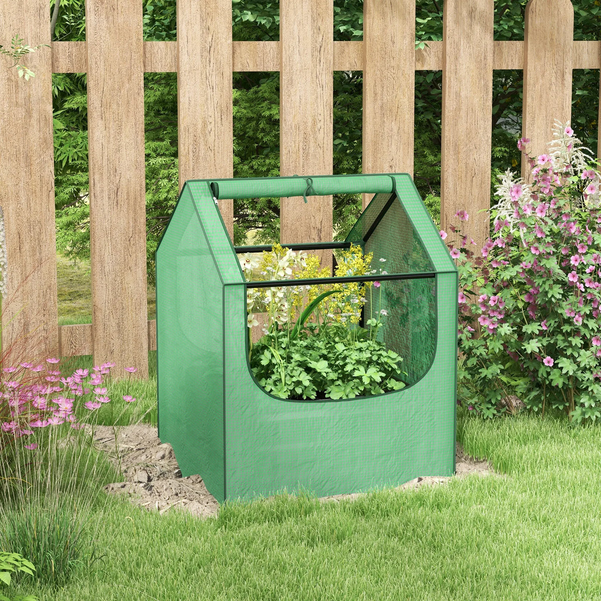 Raised Garden Bed with Mini Greenhouse, Outdoor Metal Planter Box with Cover, for Herbs and Vegetables