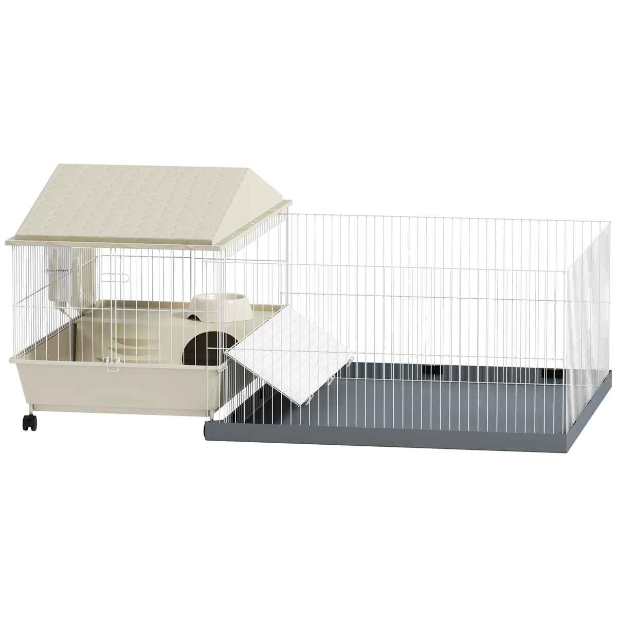 Small Animal Cage, Guinea Pig Cage with Removable Pet Playpen, Beige