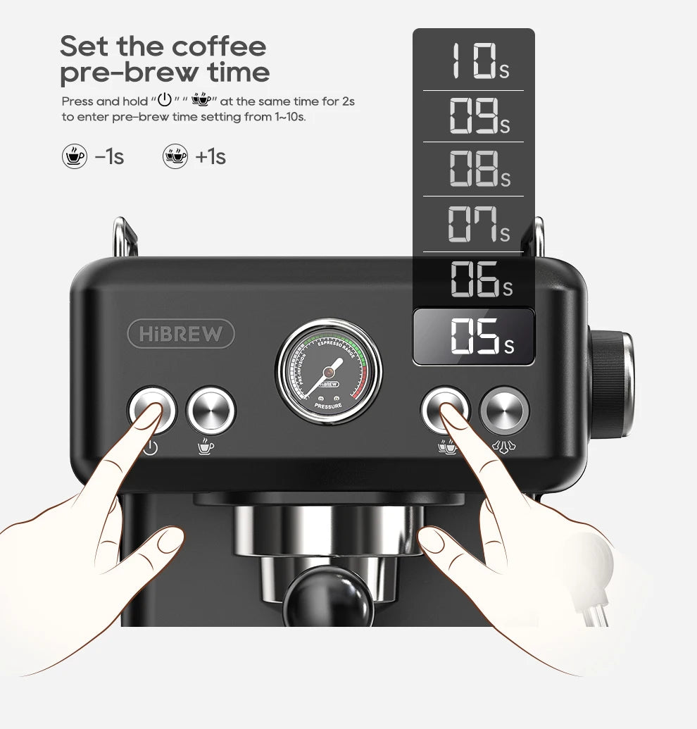 Espresso Coffee Machine with 58mm Portafilter Adjustable Temperature Pre Brewing Cappuccino Maker