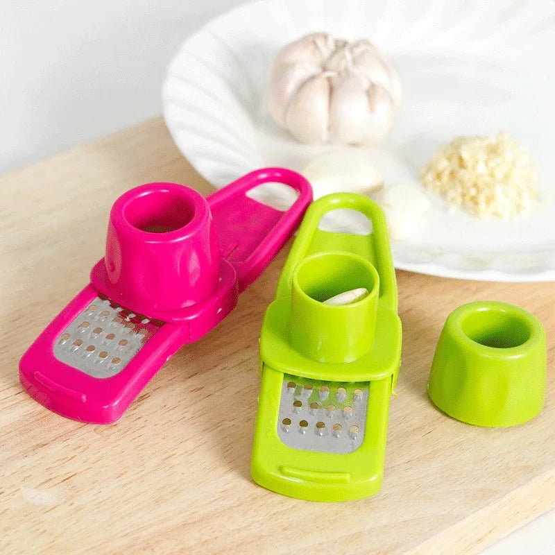 Manual Garlic Press and Peeler Multi-Function Tool | Ginger Crusher Mincer Grater for Kitchen Chopping and Slicing
