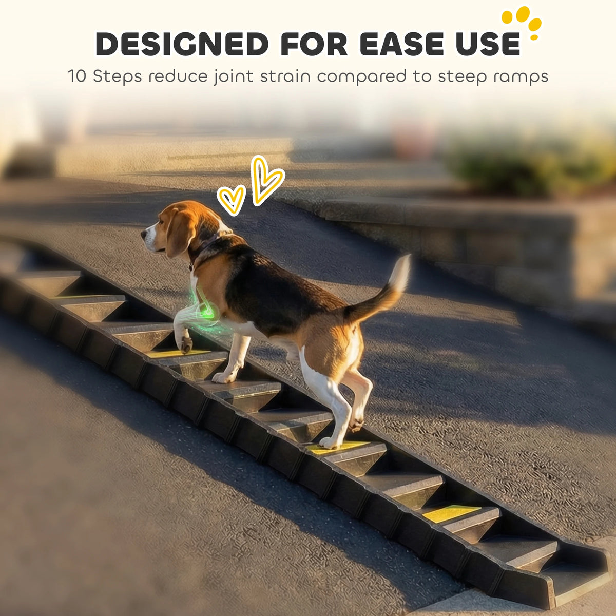 Foldable Dog Ramp for Car 154cm 10 Step Non Slip Dog Stairs for SUVs and Trucks 68kg Capacity Black