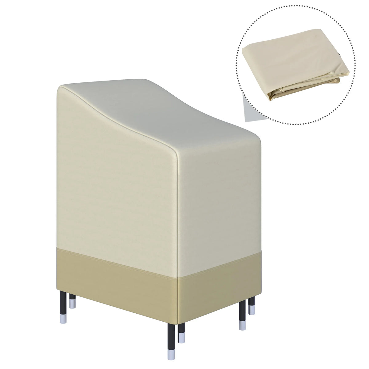 600D Oxford Cloth Waterproof Furniture Cover for Wicker & Rattan Garden Chairs, L70 x W90 x H115cm