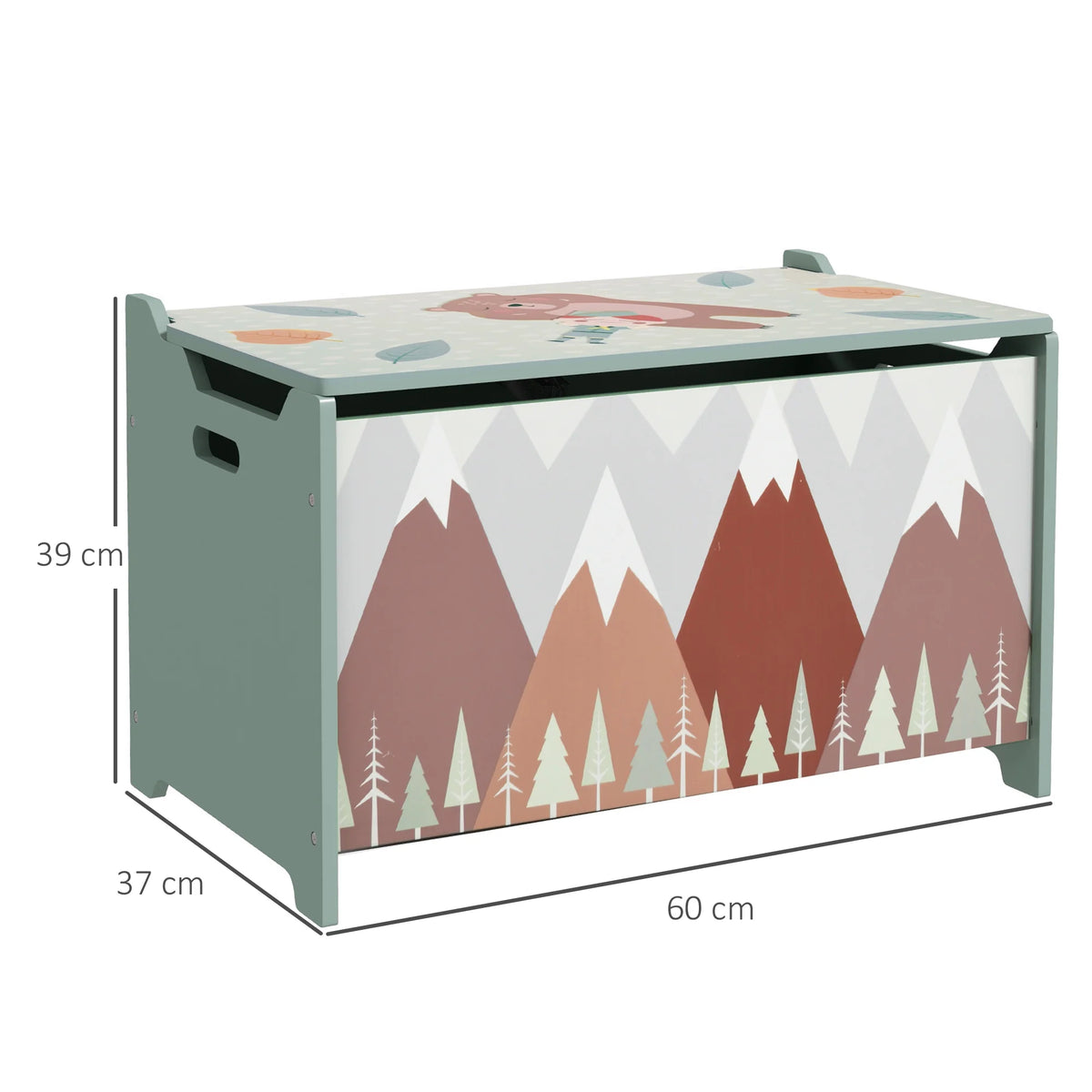 Kids Toy Chest with Safety Hinge Lid Opens to 70 Degrees Rounded Corners Wooden Storage Box