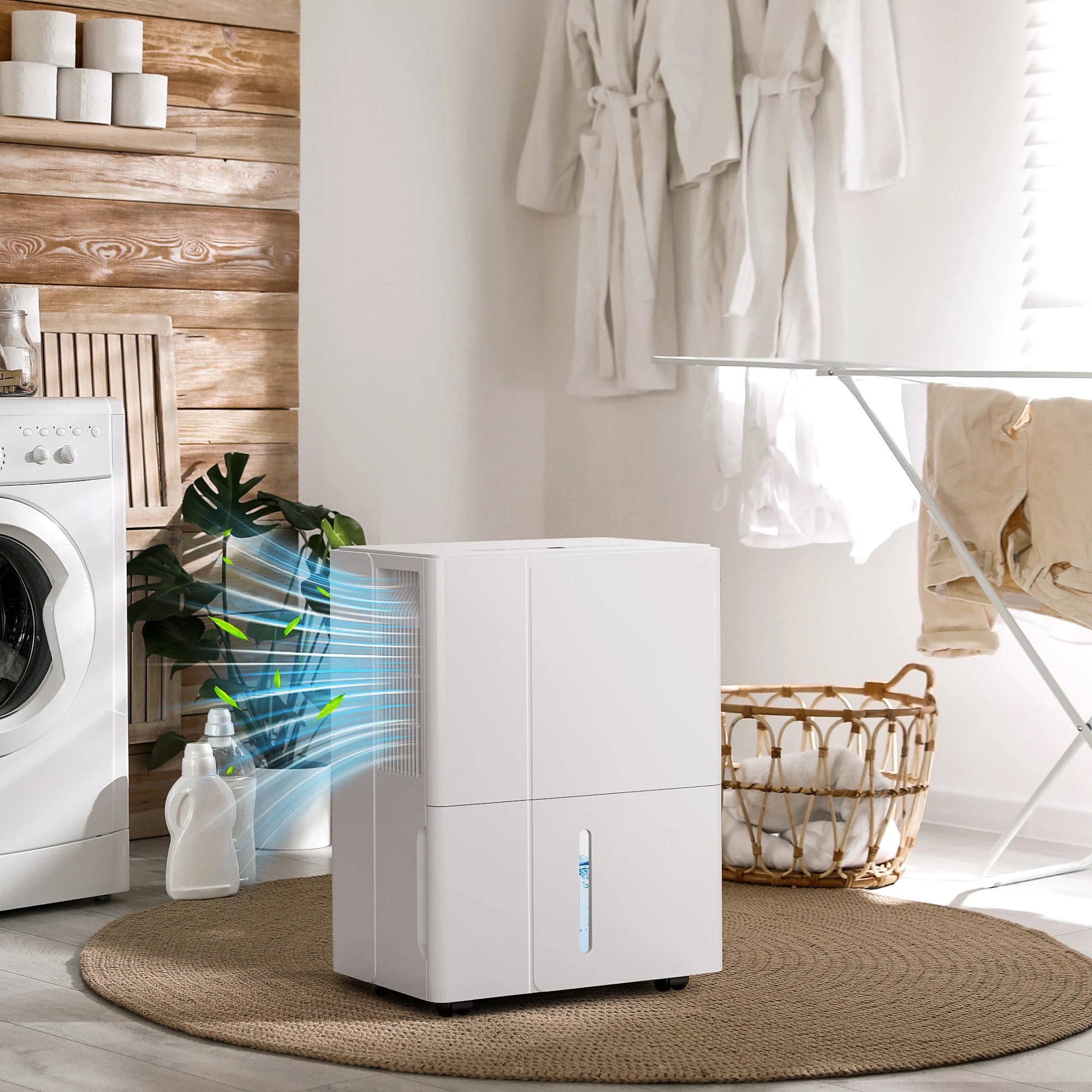 30L Per Day Dehumidifier with Air Filter Auto Defrost 4 Modes 24hr Timer for Home Laundry Drying White