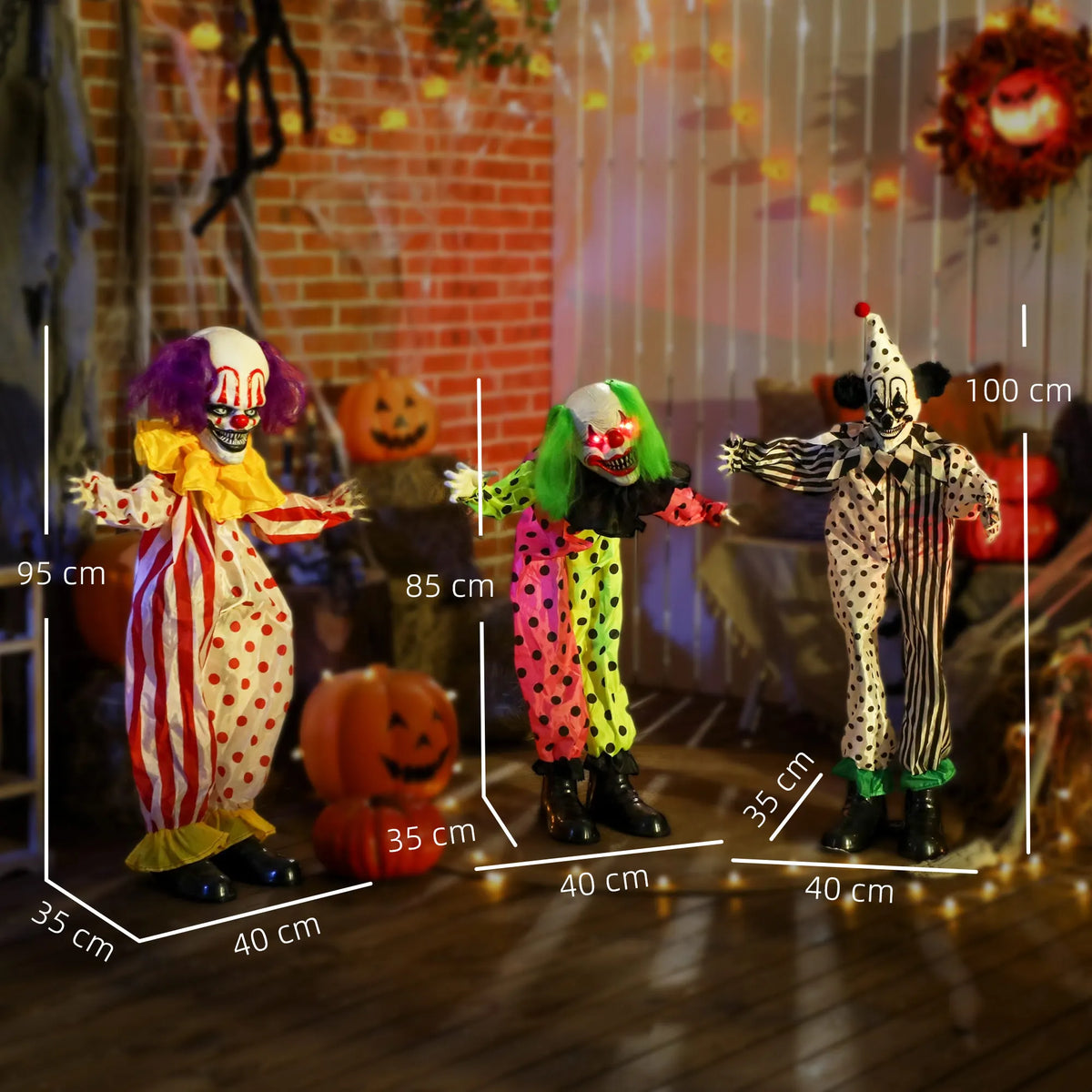 Stackable Halloween Clowns – 3 Tier Animatronic with Moving Head and Hands