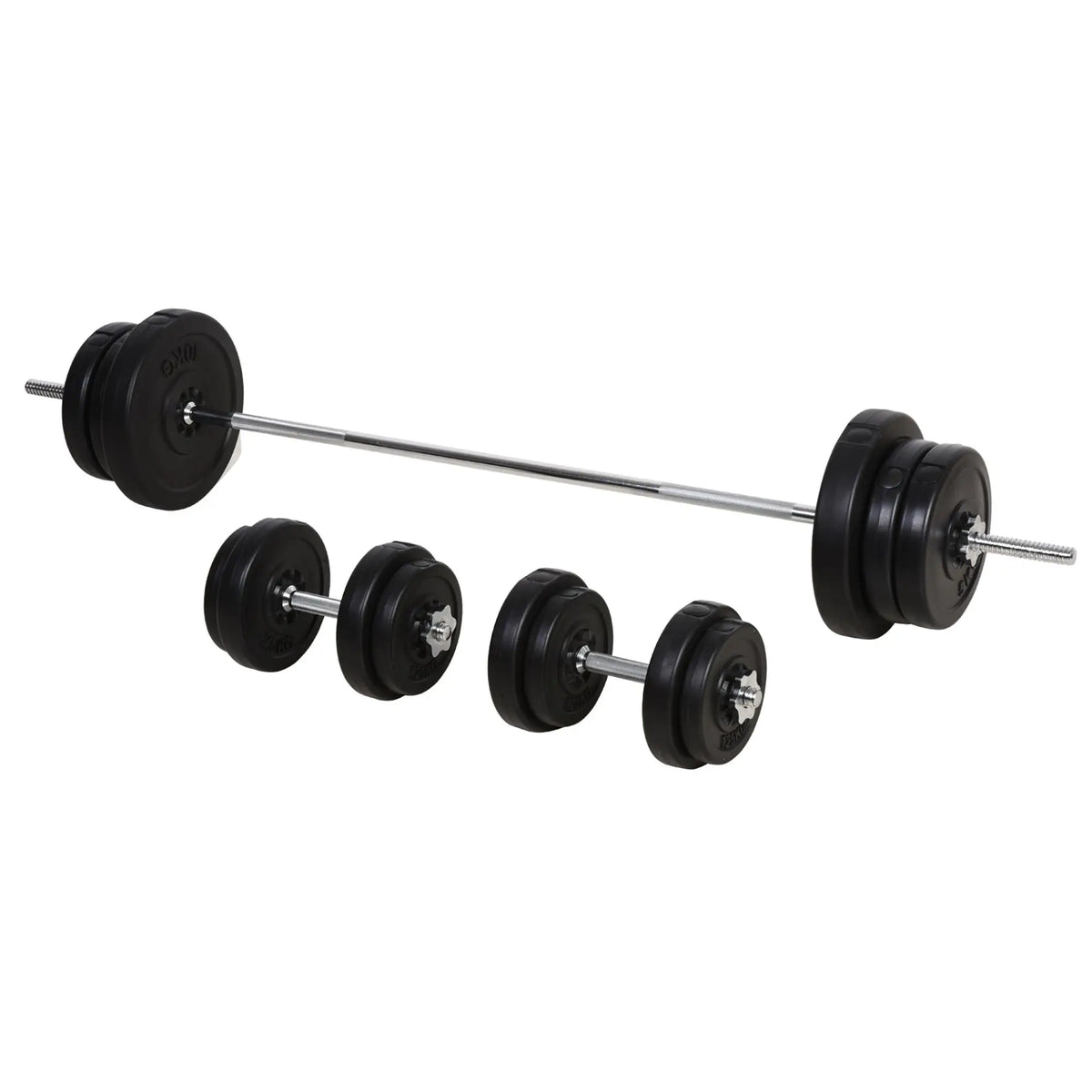 65kg Adjustable Barbell Weights Set, 2-in-1 Dumbbells and Barbell Set