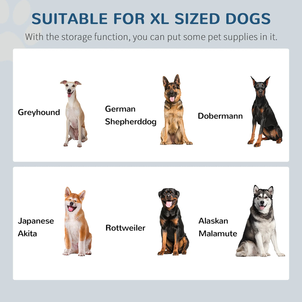 Raised Dog Bowls with Storage 60x30x41cm Elevated Feeder 2 Stainless Steel 2L Bowls for Large Dogs